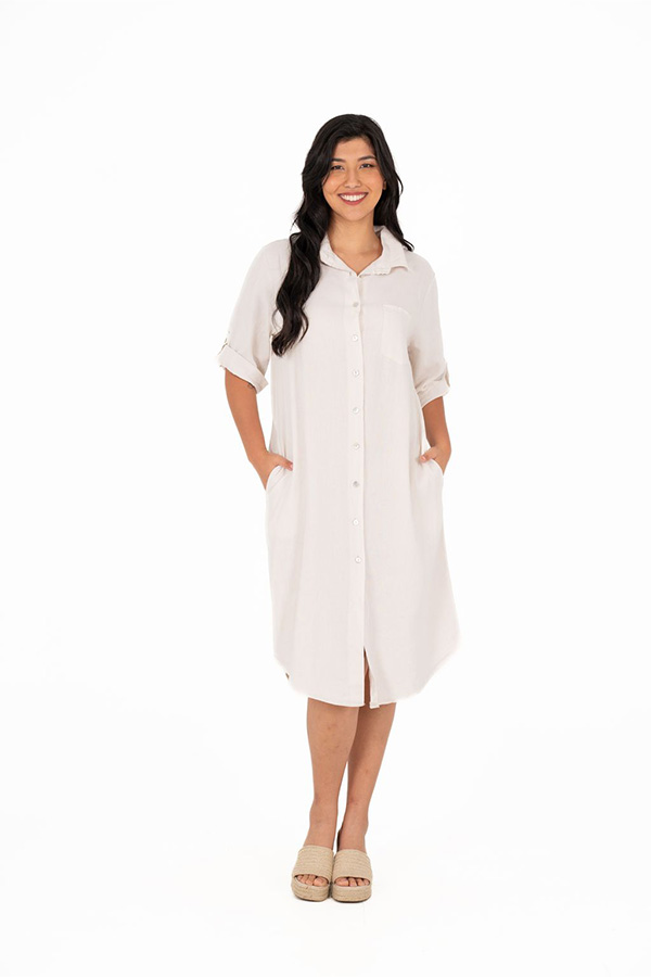 Made In Italy Women's Woven Dress Coconut