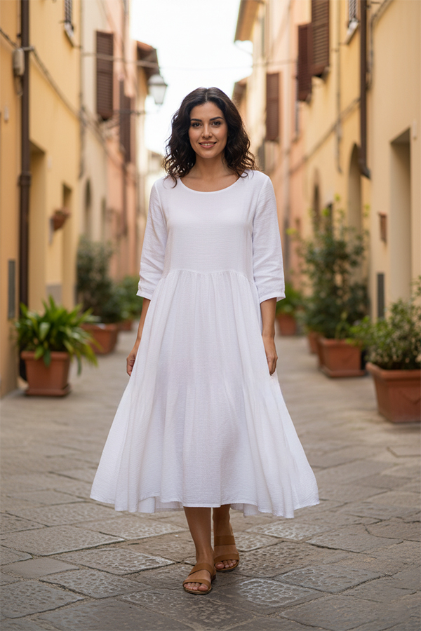 Made In Italy Women's Woven Dress White