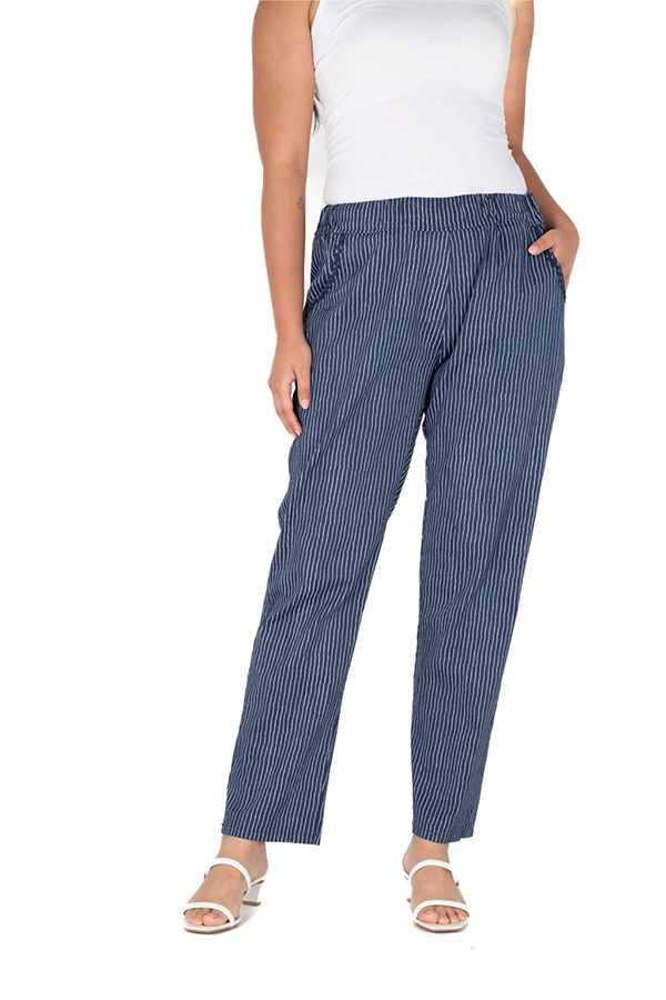Made In Italy Women's Woven Pants Navy Sailor