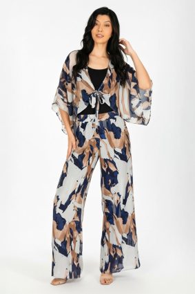 Made In Italy Women's Woven Pants Navy Waves