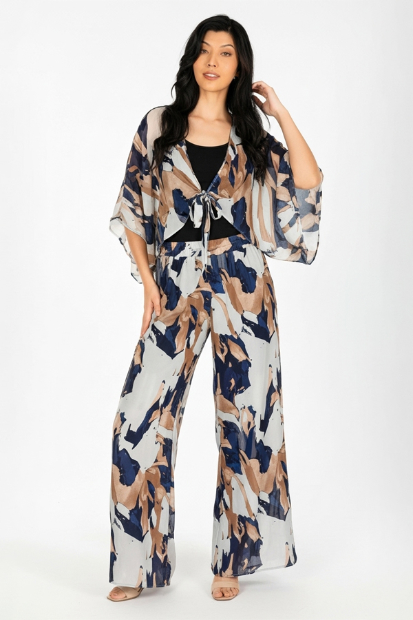 Made In Italy Women's Woven Pants Navy Waves