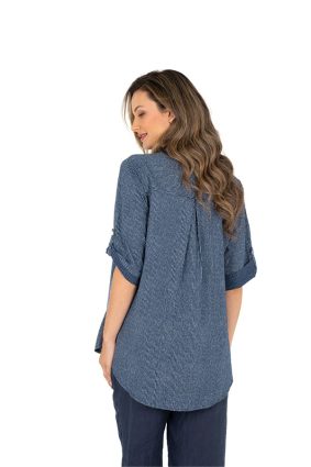 Made In Italy Women's Woven Shirt Navy Sailor