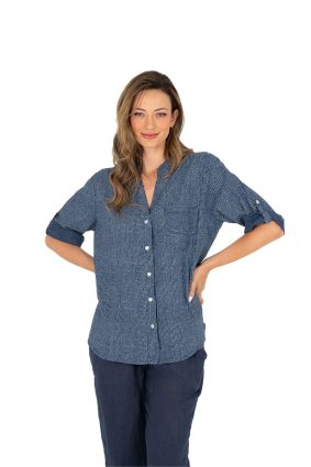 Made In Italy Women's Woven Shirt Navy Sailor