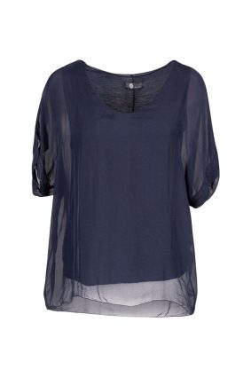 Made In Italy Women's Woven Top Navy
