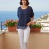 Made In Italy Women's Woven Top Navy