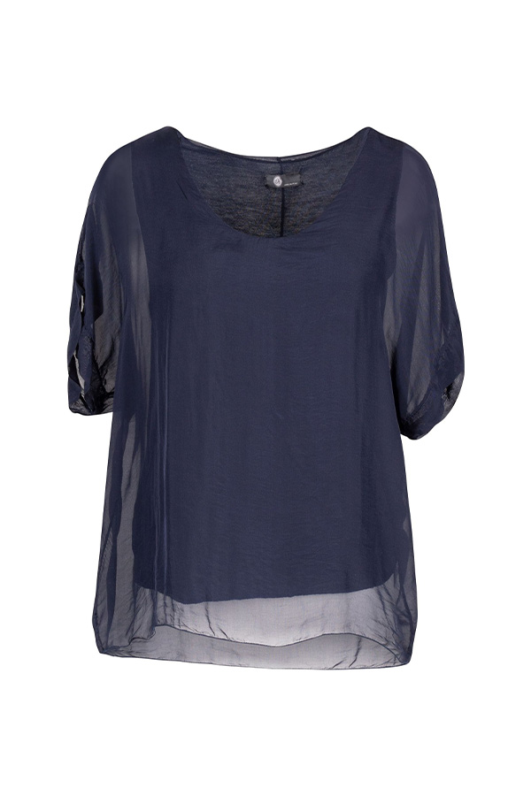 Made In Italy Women's Woven Top Navy