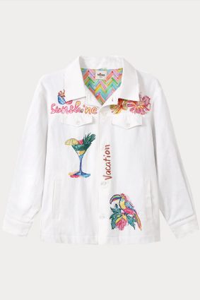 Me369 Briann Embroidered Denim White