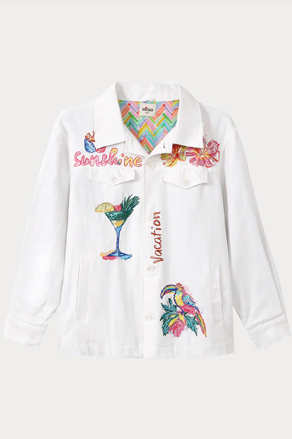 Me369 Briann Embroidered Denim White