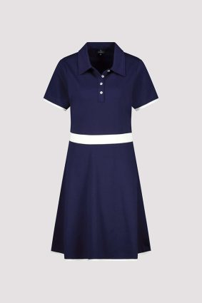 Monari Polo T-Shirt Dress Contrast Stripes Navy Blue