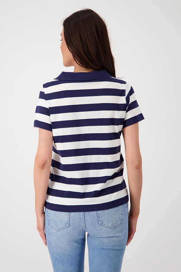 Monari Polo T-Shirt Stripes Navy Blue