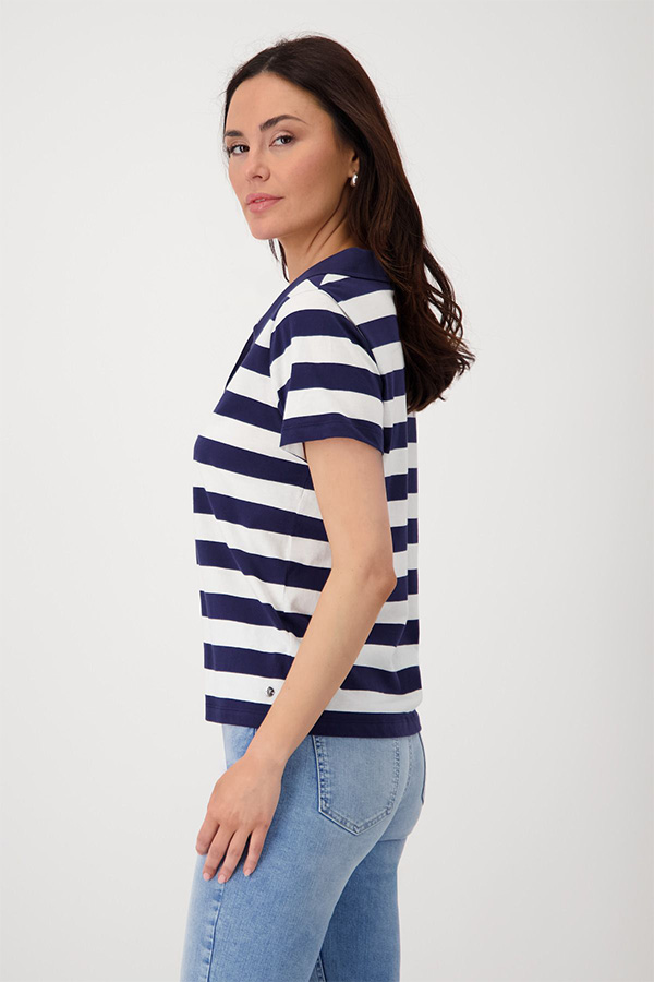 Monari Polo T-Shirt Stripes Navy Blue