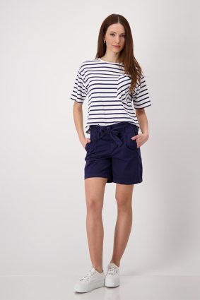 Monari Round Neck T-Shirt Stripes Navy Blue