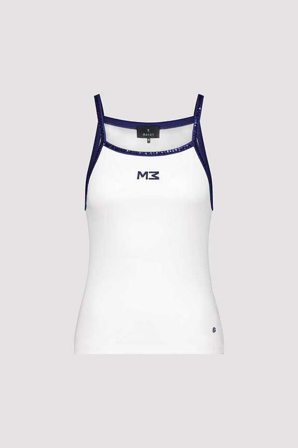 Monari Round Neck Top Jewelry Cream