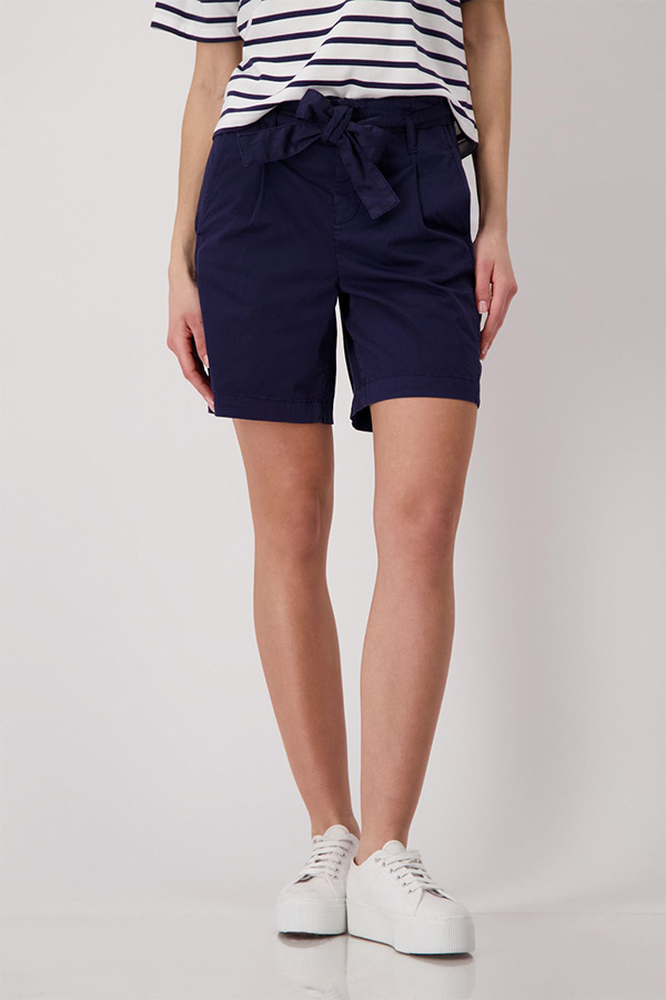 Monari Shorts Pants Tie Belt Navy Blue