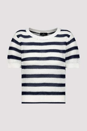 Monari Sweater Ajour Stripes Navy Blue