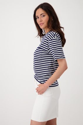 Monari T-Shirt Pima Stripes Navy Blue