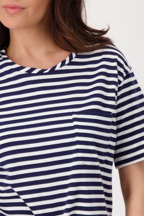 Monari T-Shirt Pima Stripes Navy Blue