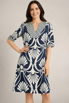 White Stuff Ash Linen Blend Top Navy