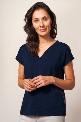 White Stuff Nelly Notch Neck Tee Dark Navy