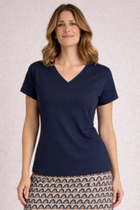 White Stuff Nelly Notch Neck Tee Dark Navy