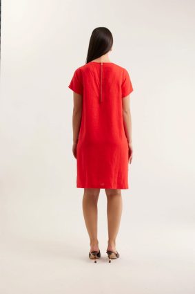 Alessandra Louie Mini Dress In Linen Red