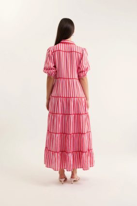 Alessandra Marlow Bretton Linen Dress Pink_Red