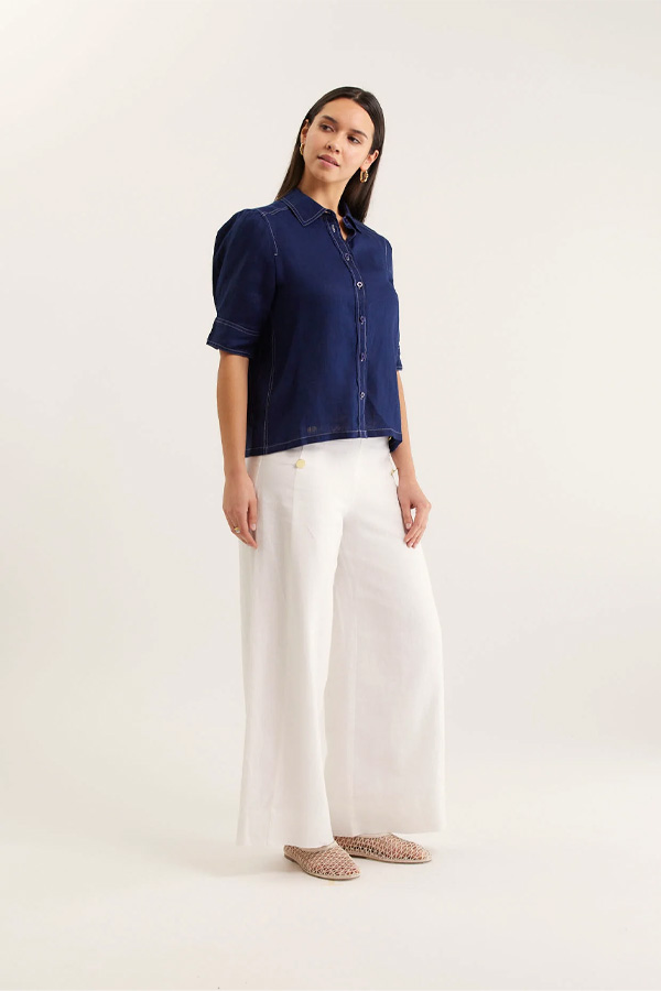 Alessandra Ruby Linen Shirt Navy