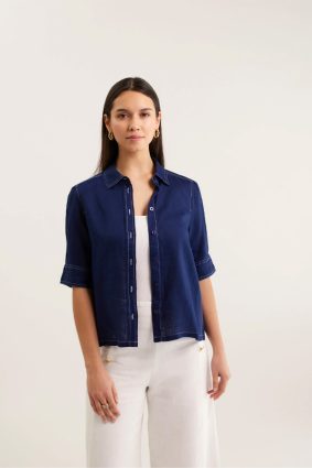 Alessandra Ruby Linen Shirt Navy