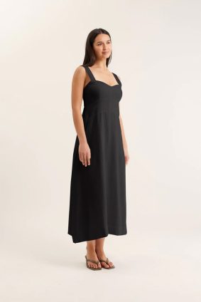 Alessandra Simmie Linen Dress Black
