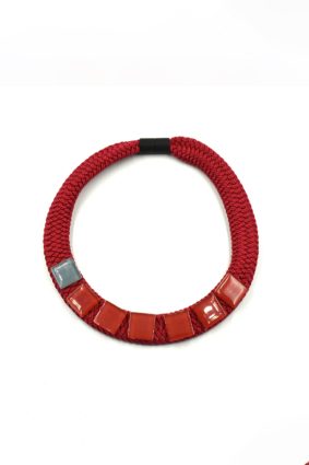 Christina Brampti Cord Bead Chocker Necklace Red