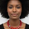 Christina Brampti Cord Bead Chocker Necklace Red