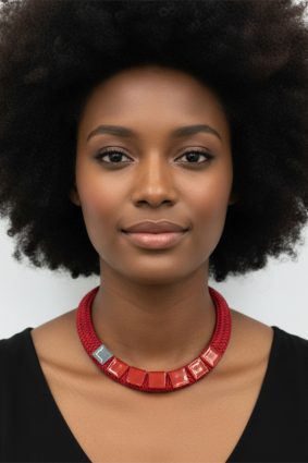 Christina Brampti Cord Bead Chocker Necklace Red