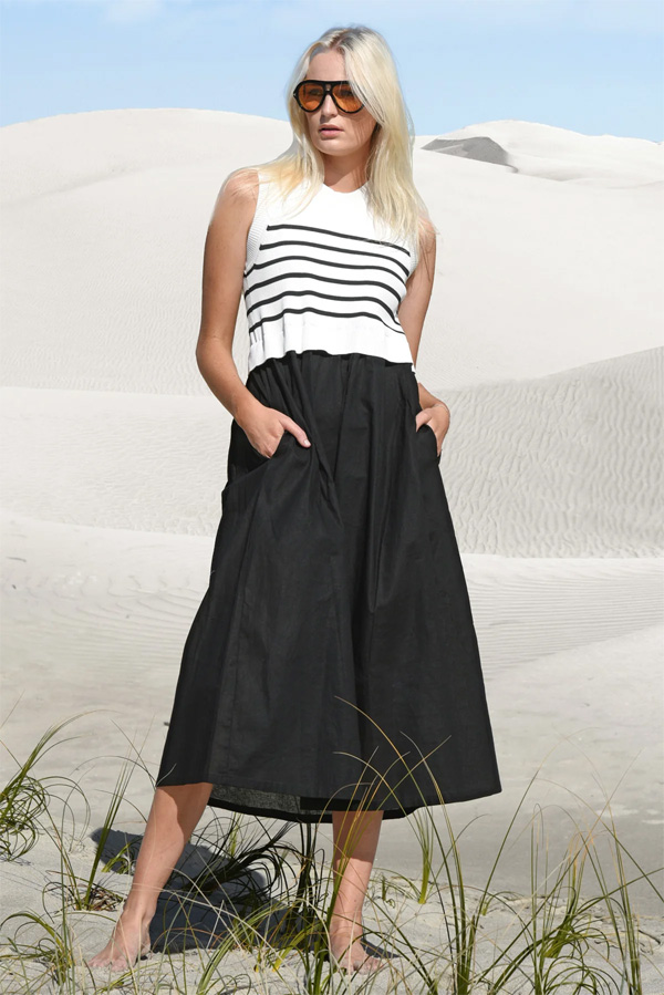 Cooper Hook Line Sinker Dress Black_White