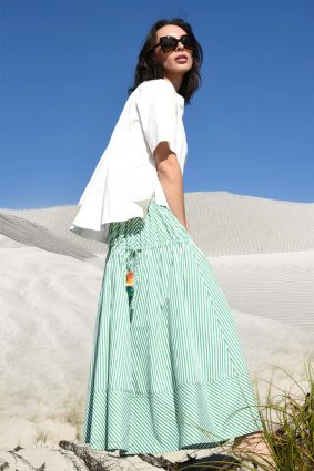 Cooper Round Trip Skirt Green Stripe