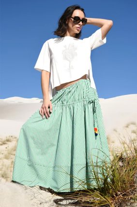 Cooper Round Trip Skirt Green Stripe