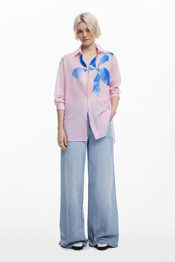 Desigual Shirt Rosa Palo Print