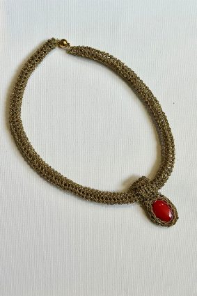 Hara Karamichali IVI Tube Small Stone Necklace GoldRedhowlite