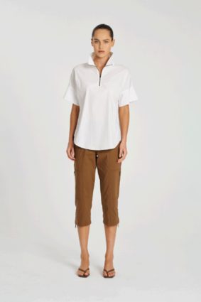 Mela Purdie Half Zip Shirt White