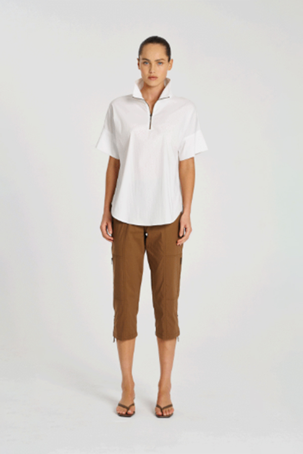 Mela Purdie Half Zip Shirt White