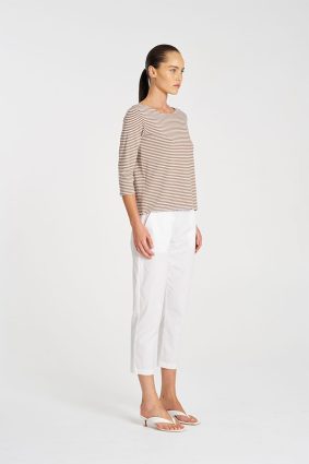 Mela Purdie Relaxed Boat Neck SaddleWhite