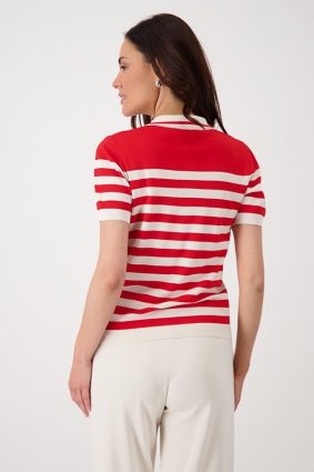 Monari Polo T-Shrirt Pullover Red Stripe