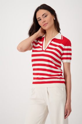 Monari Polo T-Shrirt Pullover Red Stripe