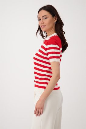 Monari Polo T-Shrirt Pullover Red Stripe