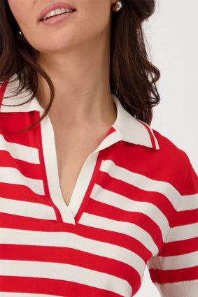 Monari Polo T-Shrirt Pullover Red Stripe