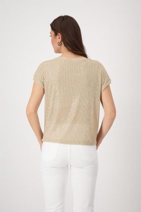 Monari R N T-Shirt Sequins Allover Camel