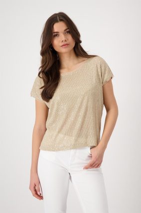 Monari R N T-Shirt Sequins Allover Camel