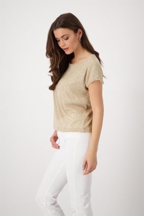 Monari R N T-Shirt Sequins Allover Camel