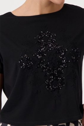 Monari R N T-Shirt Sequins + Ikat Black