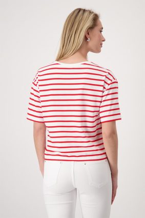 Monari Round Neck T-Shirt Stripes Red