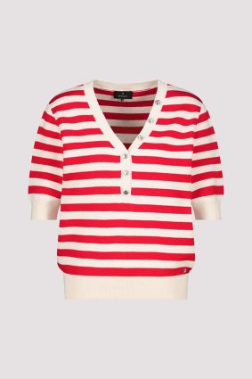Monari V Neck Pullover Stripes Red